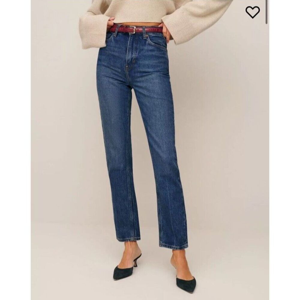 Reformation Liza Ultra High Rise Straight Leg Jeans Womens 26 Anguilla Wash